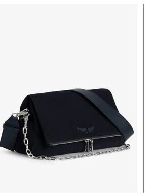 Zadig & Voltaire Navy Suede Crossbody Bag with Silver Chain
